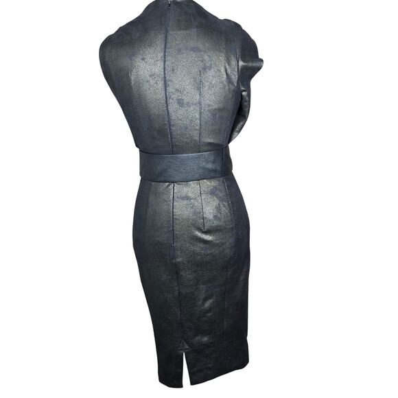 Byron Lars Beauty Mark Black Faux Leather Dress 2 NWT Sculpted Sheath - Picture 8 of 10